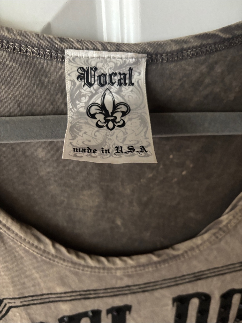 Vocal Washed Taupe Graphic Tank - Picture 2 of 4
